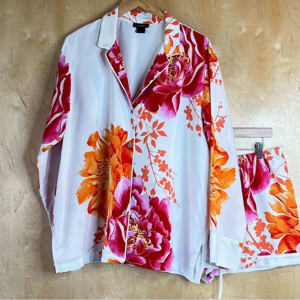 Natori Pajama Set XL Satin Flowers 💐